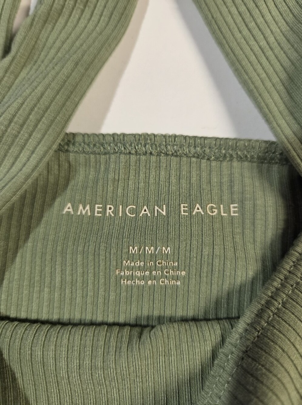 American Eagle Outfitters Ribbed Sage Square-Neck Crop Top - Picture 5 of 8